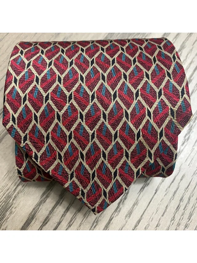 Giorgio Armani Cravatte Designer Necktie Geometric Aop Red Tie Silk Made Italy in red Silk from Poshmark