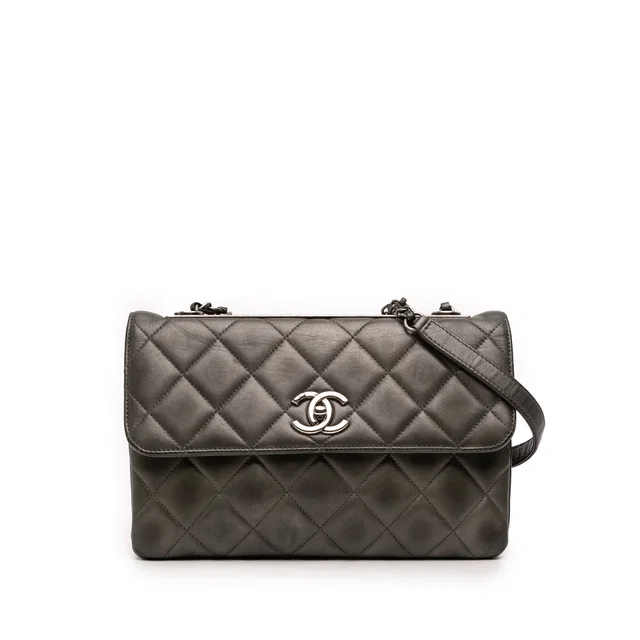 Gray Chanel Medium Lambskin Trendy CC Flap Shoulder Bag in Grey Lambskin from Designer Revival