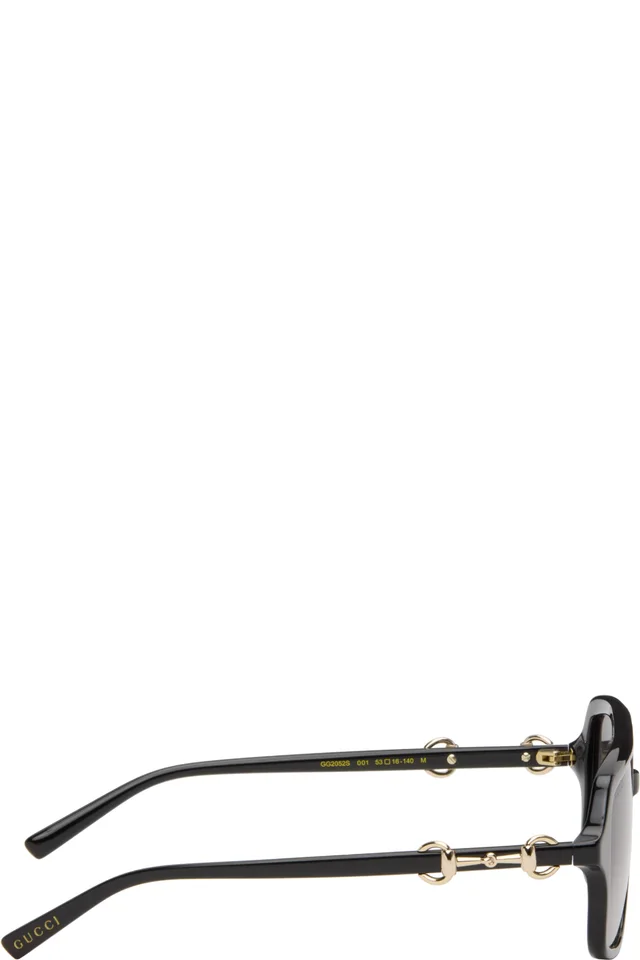 Gucci Black Navigator Frame Sunglasses, photo 2 of 2 from SSENSE