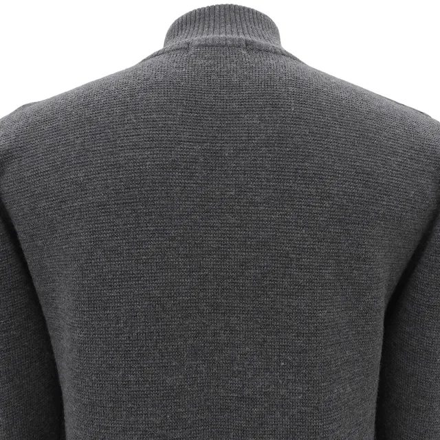 Burberry Wool Leather Combination Logo Embroidered Track Jacket #2 Black/Gray in Black Wool from VINTAGE QOO TOKYO, photo 2 of 2