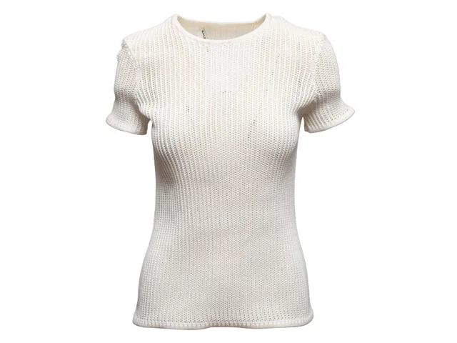 White Balenciaga Short Sleeve Open Knit Top Size US S in White from Designer Revival