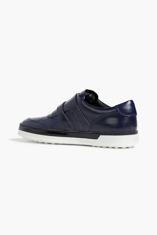 Tod's Buckled Leather Loafers in Midnight blue, photo 3 of 4 from THE OUTNET