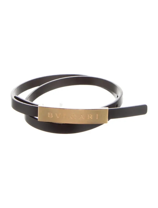 Bvlgari Skinny Leather Waist Belt in black Leather from The RealReal