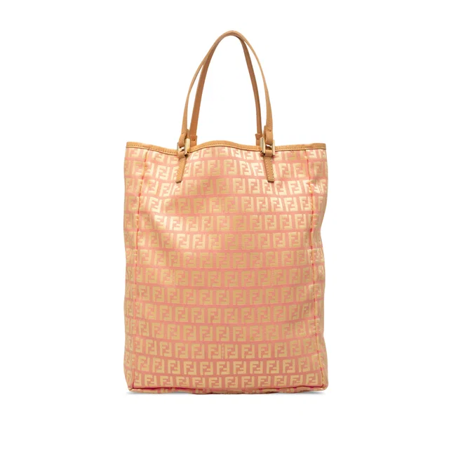 Pink Fendi Zucchino Canvas Vertical Tote in Pink Canvas from Designer Revival