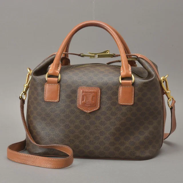 Celine Macadam Handbag 2-Way Leather Brown in Brown Leather from The Reluxe