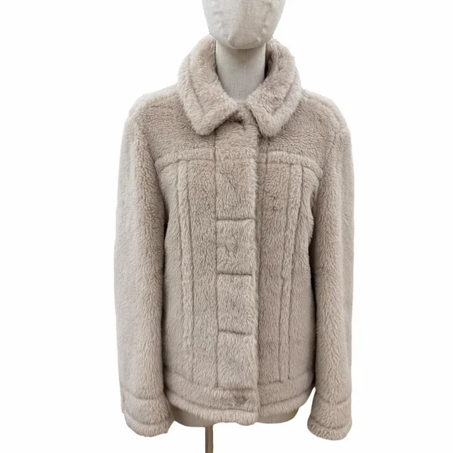 Max Mara Teddy Bear Alpaca Wool Fleece Jacket Beige 36 in Beige Wool from The Reluxe