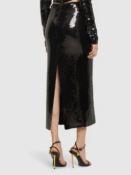 David Koma Pencil Skirt with Sequin Details in 90% Polyester, 10% Polyamide, photo 3 of 5 from LUISAVIAROMA