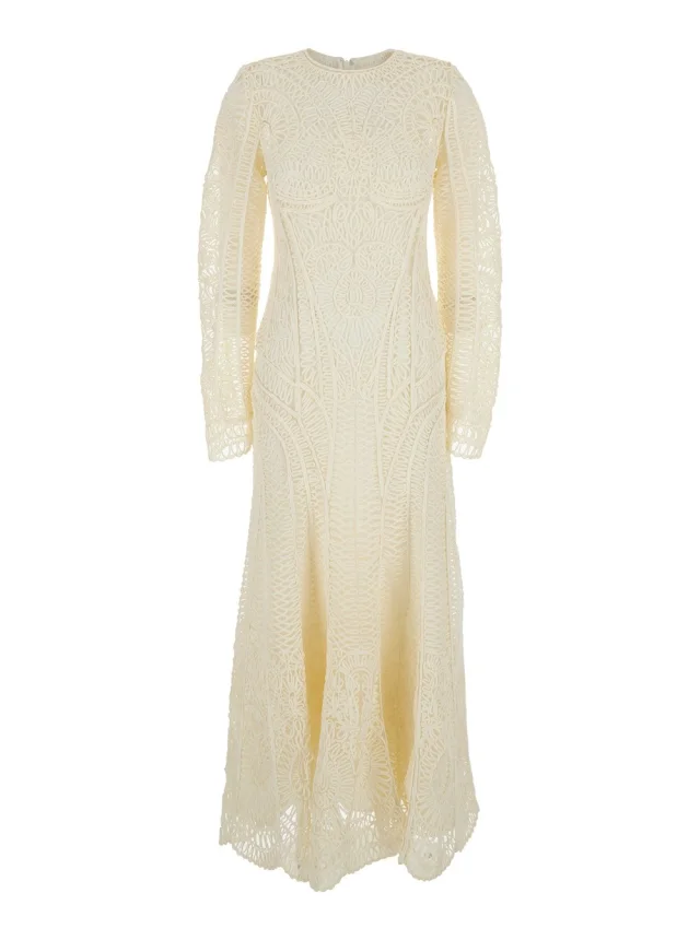 Simkhai Long Dress 'Fiona' with All-Over Embroidery and Hidden Zip Closure at the Back in White Tech Fabric for Women in White 100% Polyester from Gaudenzi Boutique, photo 1 of 1