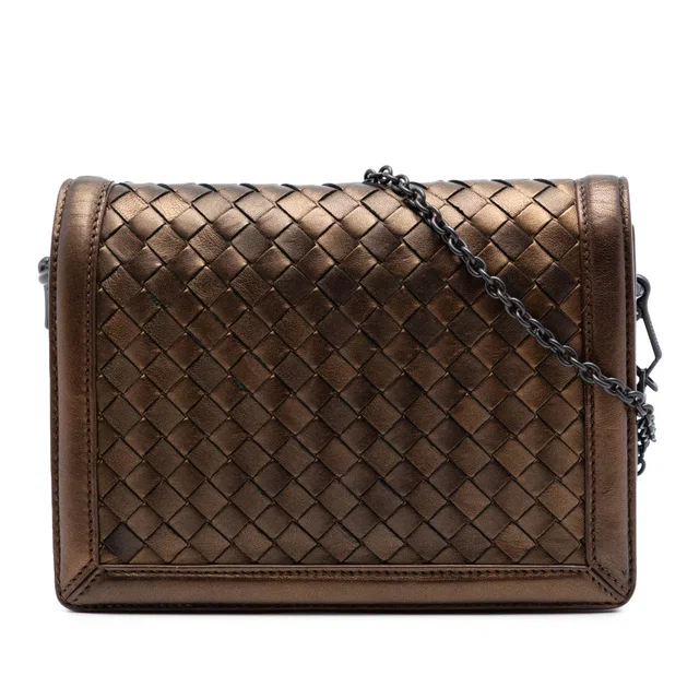 Brown Bottega Veneta Nappa Intrecciato Montebello Crossbody in Brown Nappa leather from Designer Revival