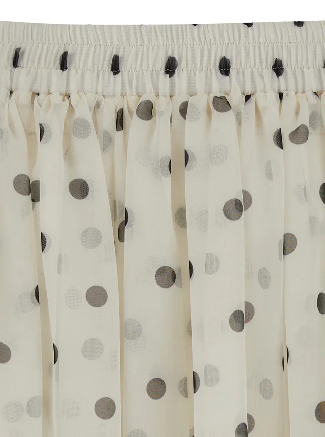 Msgm White Pants with All-over Polka Dot Print in Tech Fabric Women in White 100% Polyester, photo 6 of 6 from Gaudenzi Boutique