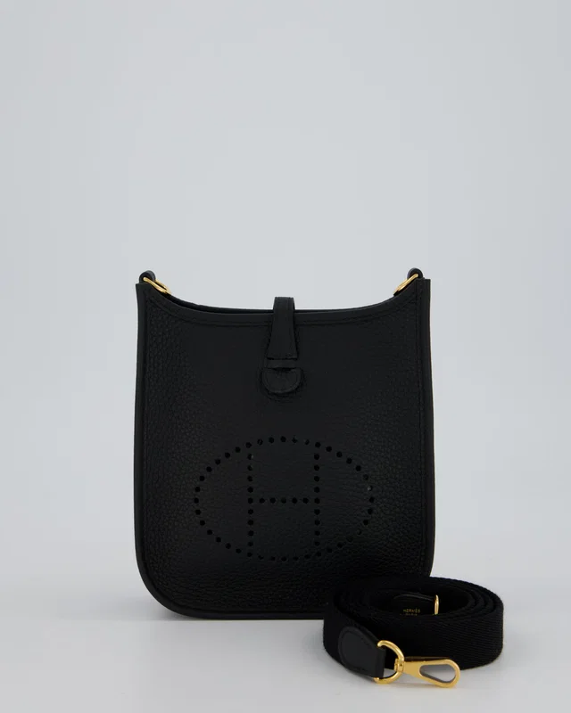 Hermès Mini Evelyne 16 Bag in Black Clemence leather from Sellier
