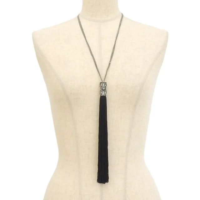 Saint Laurent Tassel Logo Necklace in Silver Others from LuxUness, photo 4 of 5