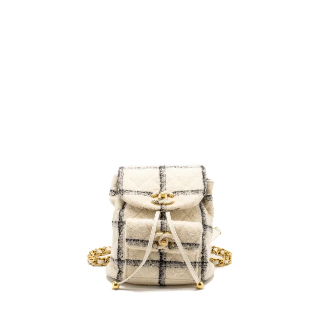 Chanel Duma Backpack Fabric White/Multicolour GHW (microchip) in White from EMIER