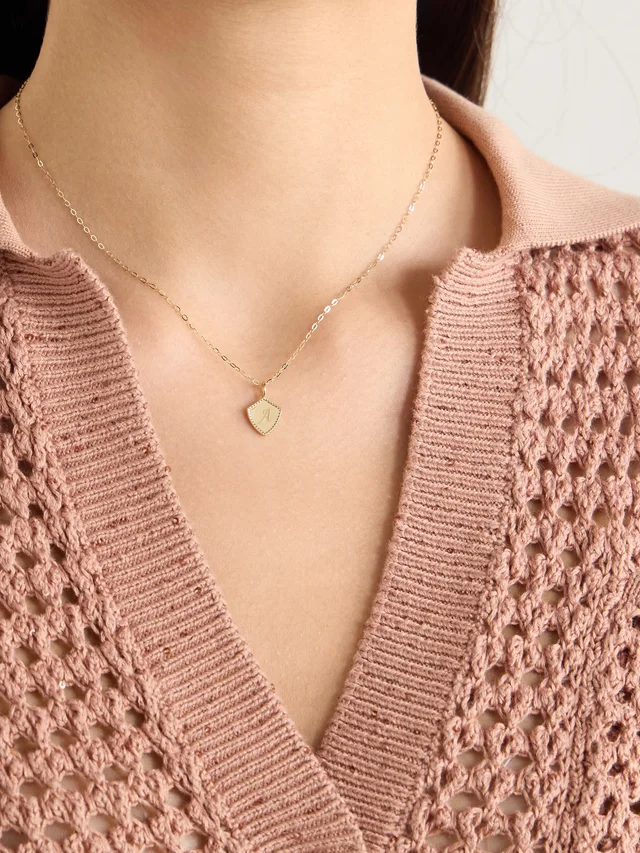 STONE AND STRAND Mini Shield 10-karat gold necklace in Metallic, photo 2 of 2 from NET-A-PORTER (Canada)