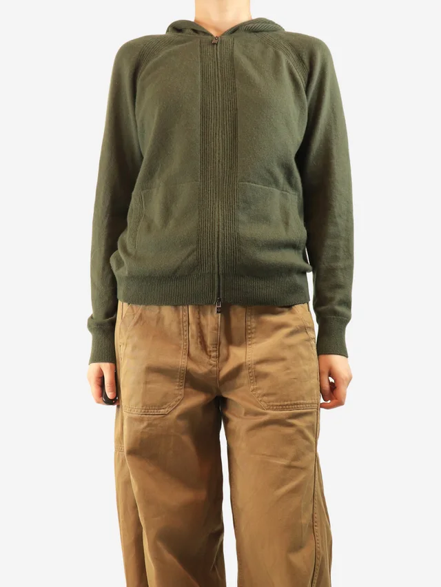Loro Piana Green zip-up cashmere jacket - size UK 12 in Green Cashmere from Sign of the Times