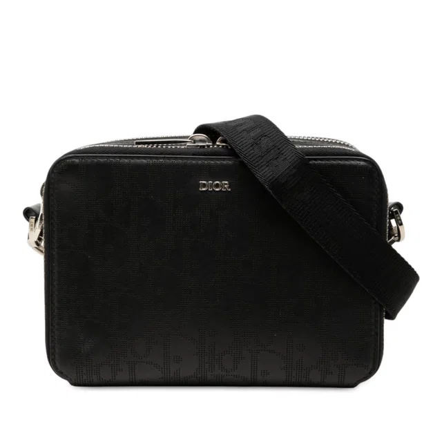 Black Dior Oblique Perforated Calfskin Galaxy Pouch with Strap Crossbody Bag in Black Calfskin from Designer Revival, photo 1 of 1