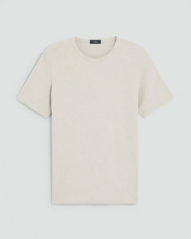 Theory Essential Tee in Cosmos Slub Cotton in SILVER CLOUD 100% Cotton, photo 8 of 8 from Theory