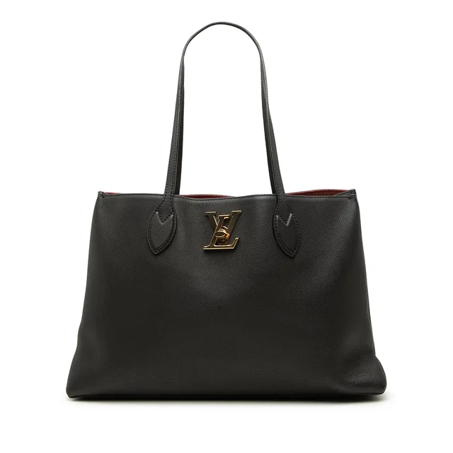 Black Louis Vuitton Leather Lockme Shopper Tote in Black Leather from Designer Revival