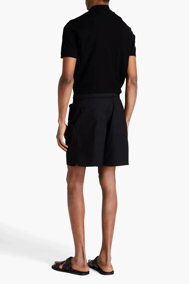 Officine Générale Dony Cotton-Poplin Drawstring Shorts in Black, photo 3 of 4 from THE OUTNET