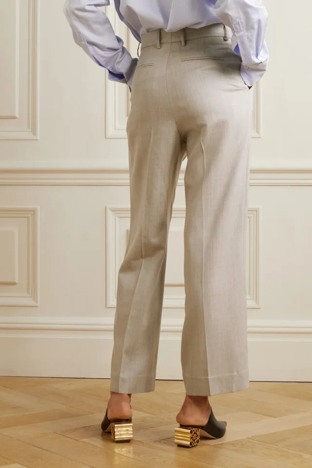 Beare Park Pleated Wool Straight-Leg Pants in Stone, photo 3 of 4 from THE OUTNET