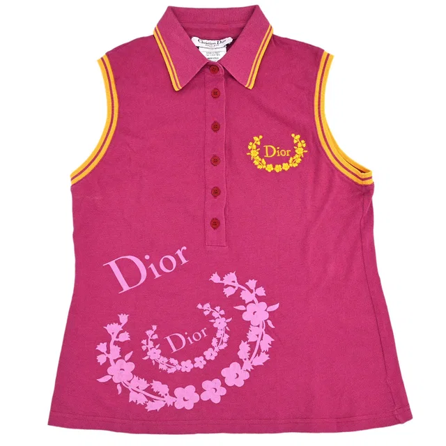 Dior 2004 Tank Top Embroidery Pink #40 in Pink from AMORE Vintage Tokyo