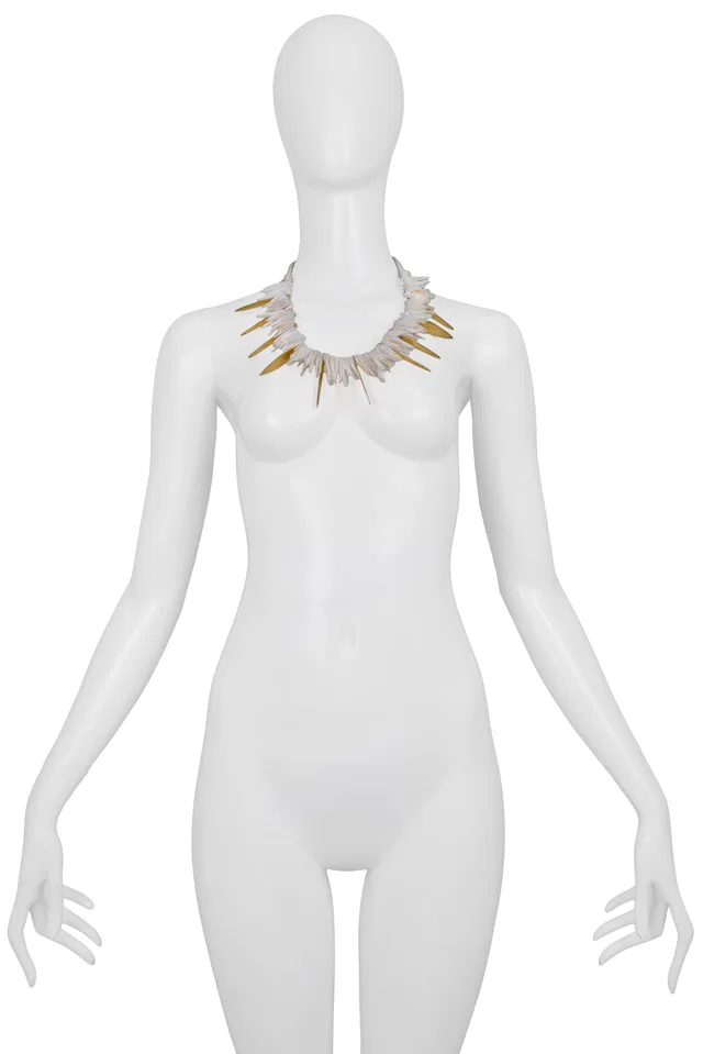 Saint Laurent Shell And Brass Shard Necklace from Resurrection Vintage