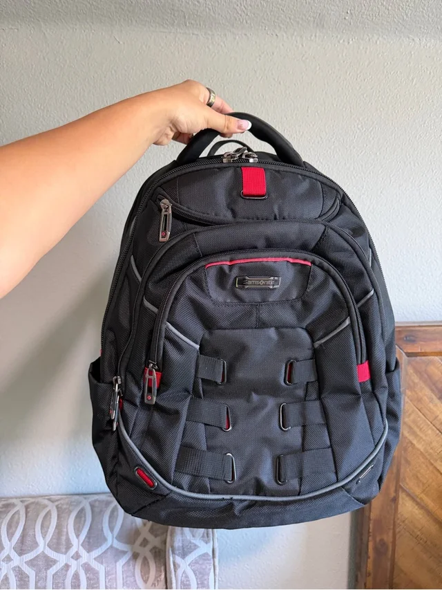 Samsonite Black And Red Men's Backpack With Padded Straps in red|black from Poshmark