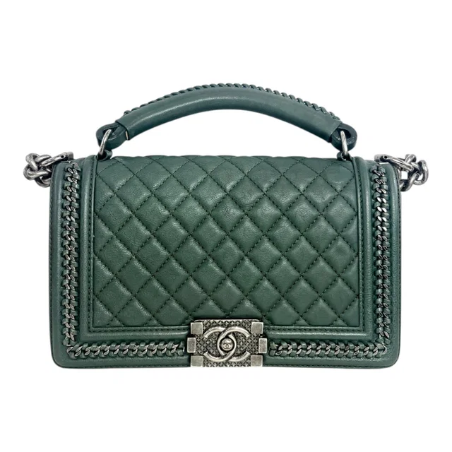 Chanel Medium Green Leboy With Top Handle in Green from Luxury Promise