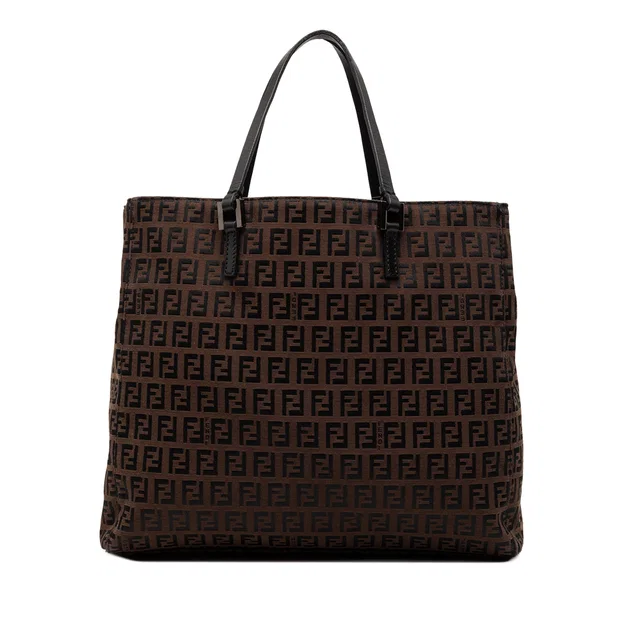 Brown Fendi Zucchino Canvas Tote in Brown Canvas from Designer Revival