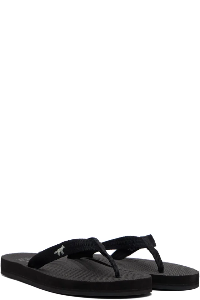 Maison Kitsuné Black Indosole Edition 'Easy Living' Flip-Flops, photo 4 of 5 from SSENSE