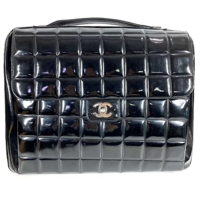Chanel Business Bag CC Logo Beach Patent Black in Black Patent leather from The Reluxe