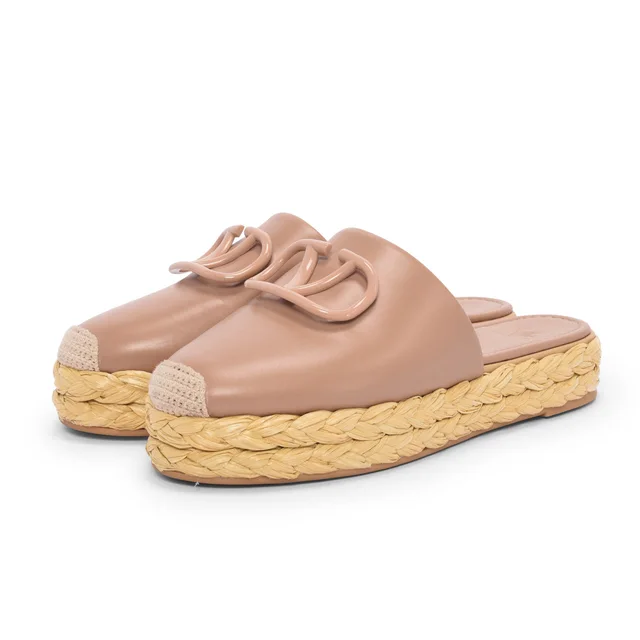 Valentino Garavani VLogo Espadrilles 37 in Poudre Calfskin from Blue Spinach