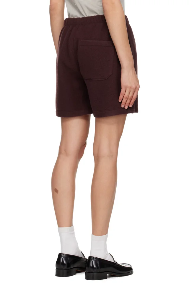 Rier SSENSE Exclusive Burgundy Fleece Shorts, photo 3 of 3 from SSENSE