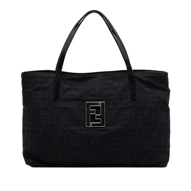 Black Fendi Zucca Nylon Handbag in Black Nylon from Designer Revival