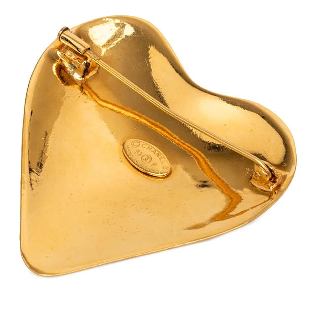 Gold Chanel CC Gold Plated Heart Brooch in Gold from Designer Revival, photo 2 of 2