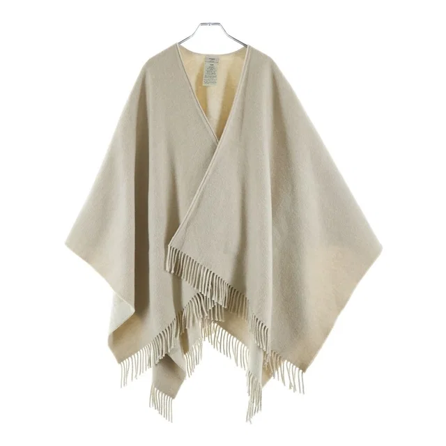 Fendi Reversible Wool and Cashmere Poncho Cape FF Monogram Beige in Beige Cashmere from The Reluxe