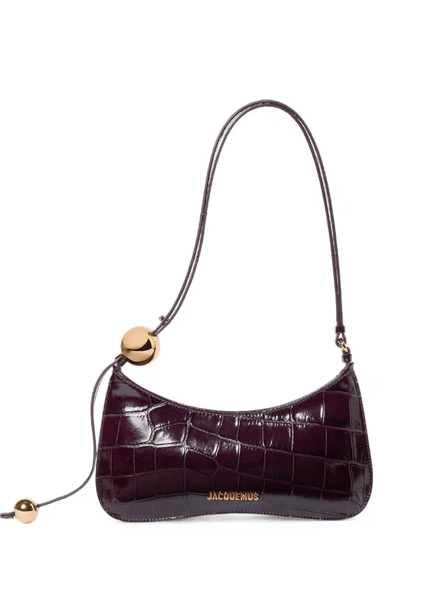 Jacquemus Shoulder Bag — Burgundy in Burgundy Crocodile from HEWI