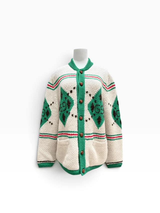 Gucci Alpaca Wool Green Cardigan #S in Green Wool from Luxury Promise