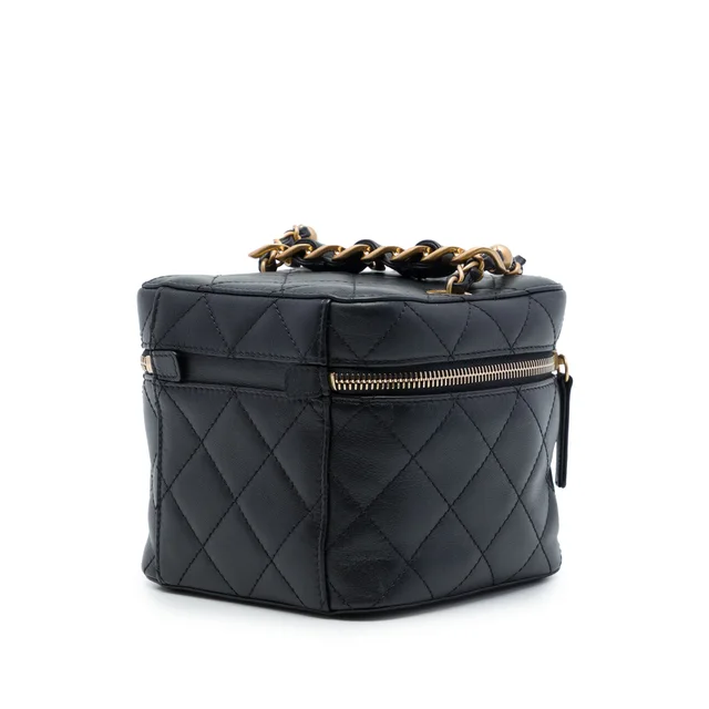Black Chanel Small Quilted Calfskin Chain Bar Vanity Case with Chain Satchel in Black Calfskin from Designer Revival, photo 2 of 2