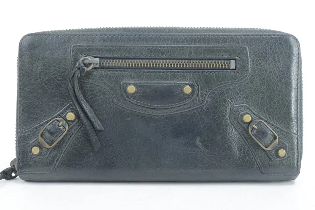 Balenciaga Black Leather Arena Classic Long Wallet in Black Leather from Bagriculture