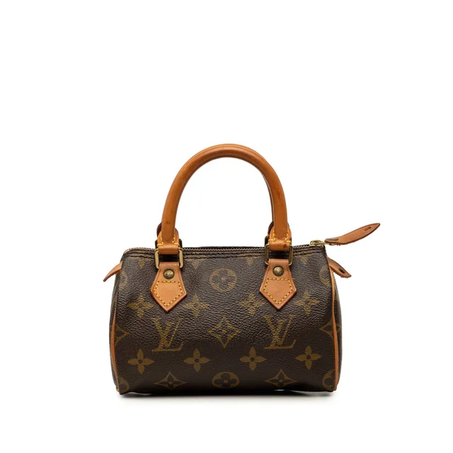 Brown Louis Vuitton Monogram Mini Speedy HL Satchel in Brown Coated canvas from Designer Revival