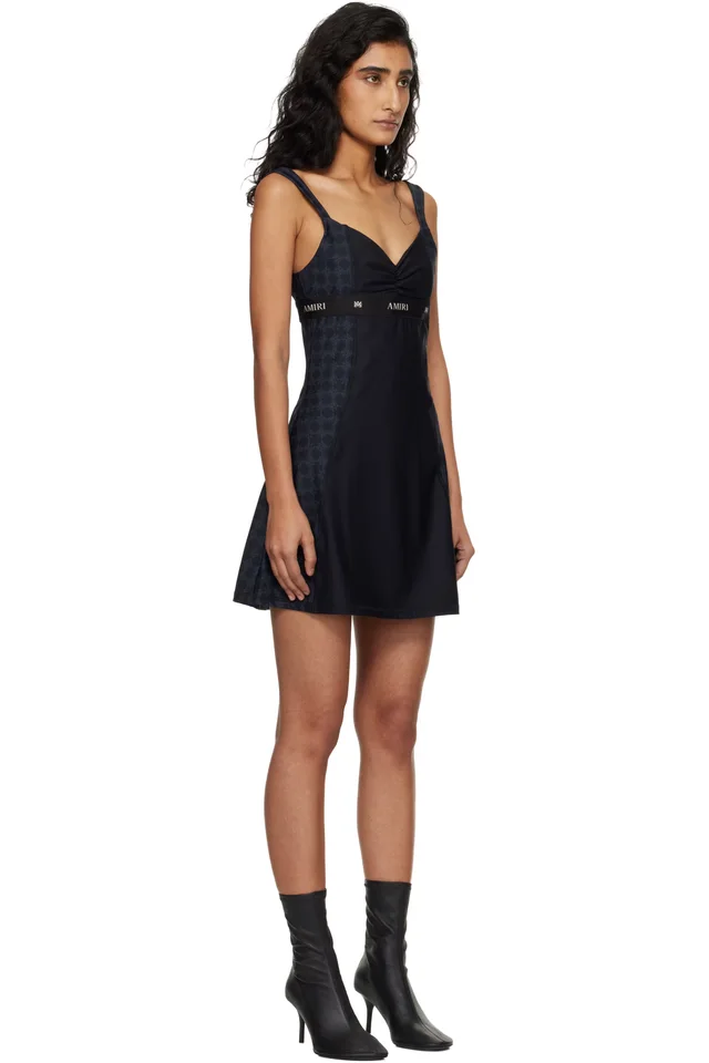 AMIRI Black & Navy MA Quad Minidress, photo 2 of 4 from SSENSE