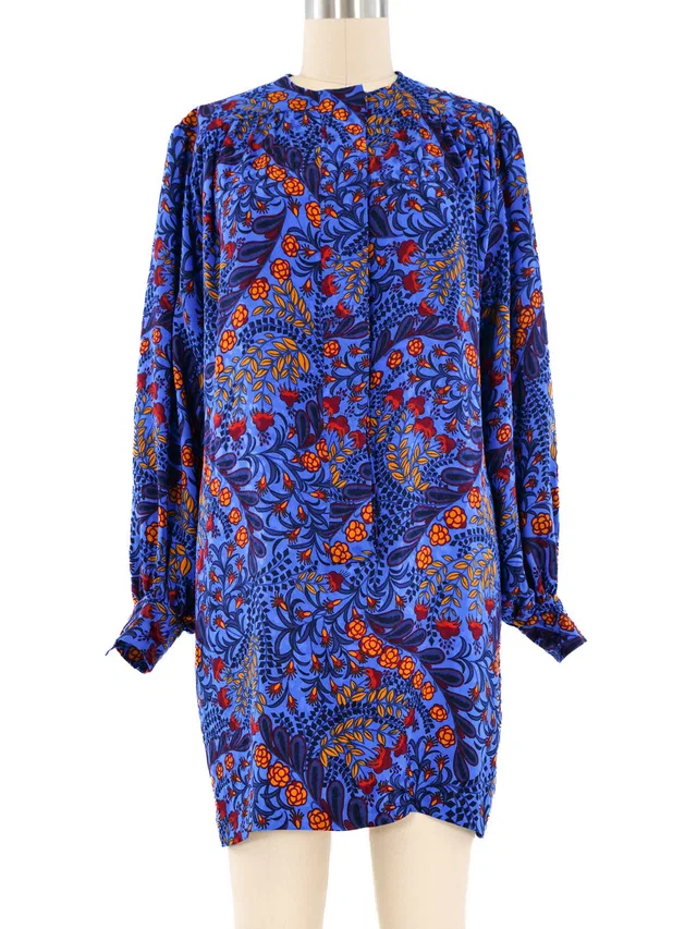 Givenchy Floral Printed Shirt Dress in Multicolor Silk from Arcade Vintage