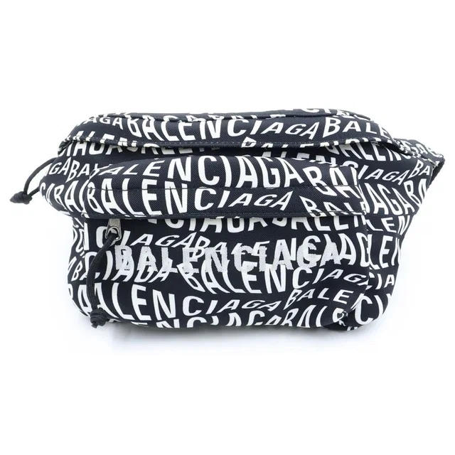 Balenciaga Logo Belt Bag Wheel Nylon Black White in Black Nylon from The Reluxe