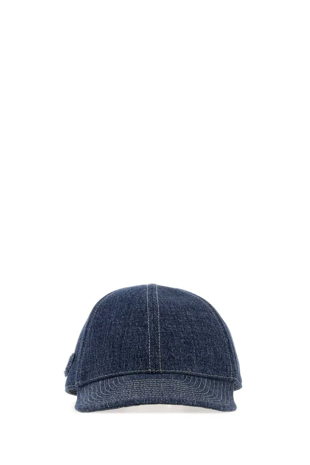 Prada Hat Denim Baseball Cap — Navy Exterior: Cotton Caps in Navy Denim from HEWI