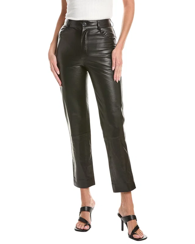 Oscar de la Renta Zip Front Silk-Lined Leather Pant, image 1 of 1 from Rue La La