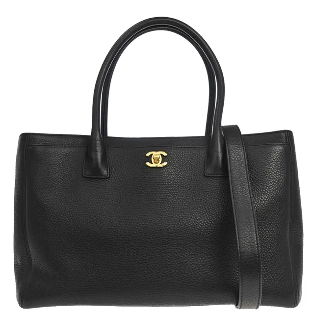 Chanel 2014 Black Deerskin Executive Cerf 2way Shoulder Tote Bag in Black from AMORE Vintage Tokyo