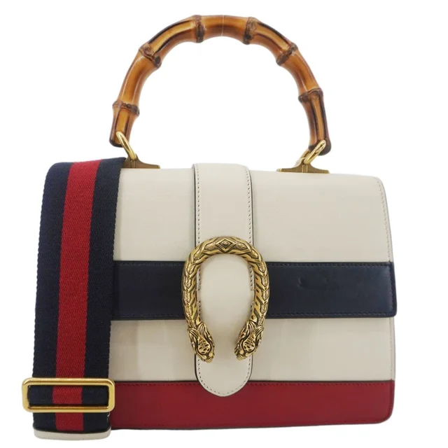 Gucci Dionysus Bamboo Medium Leather Top Handle Shoulder Bag White 448075 in White Leather from Dallas Designer Handbags