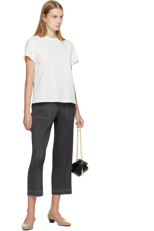 PLEATS PLEASE ISSEY MIYAKE Gray Cotton Denim Trousers, photo 4 of 4 from SSENSE