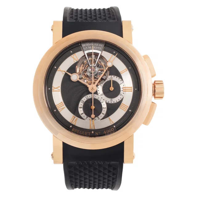 Unused Breguet Marine 43mm 5837br/92/5zu in Navy Rose Gold from Gray And Sons